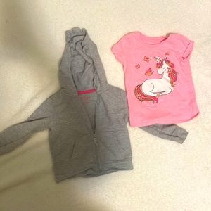 Unicorn tshirt and hoodie girls 2T